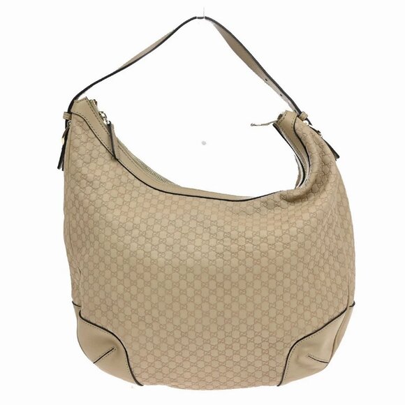 GUCCI Micro GG Guccissima Shoulder Hand Bag Leather Beige Italy 85KA746 - Picture 1 of 15